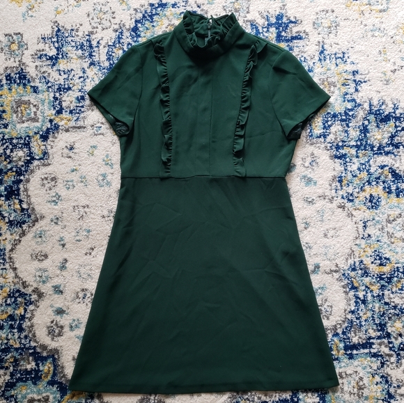 green ruffle dress zara
